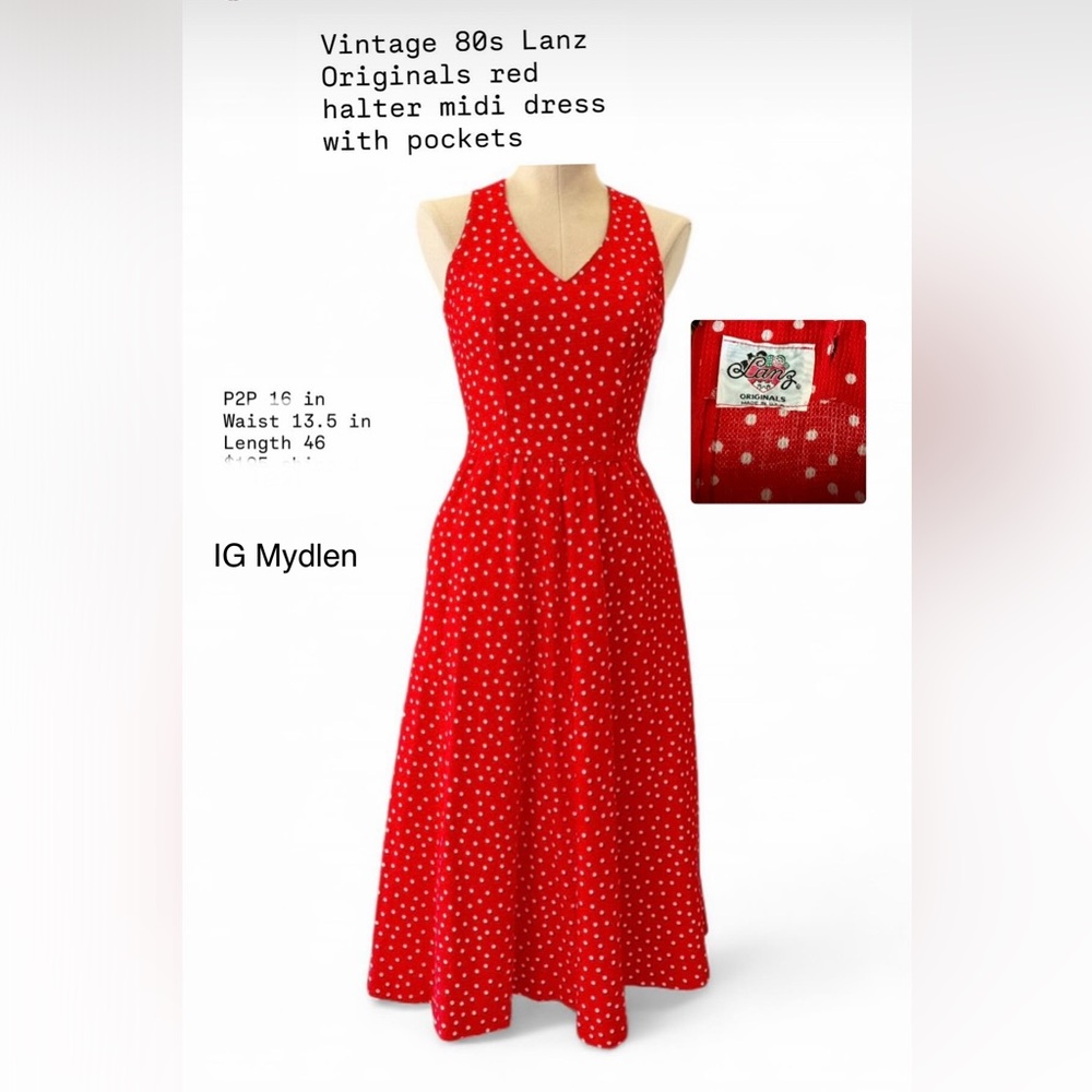 Vintage 80s Lanz Originals Red Summer Dress